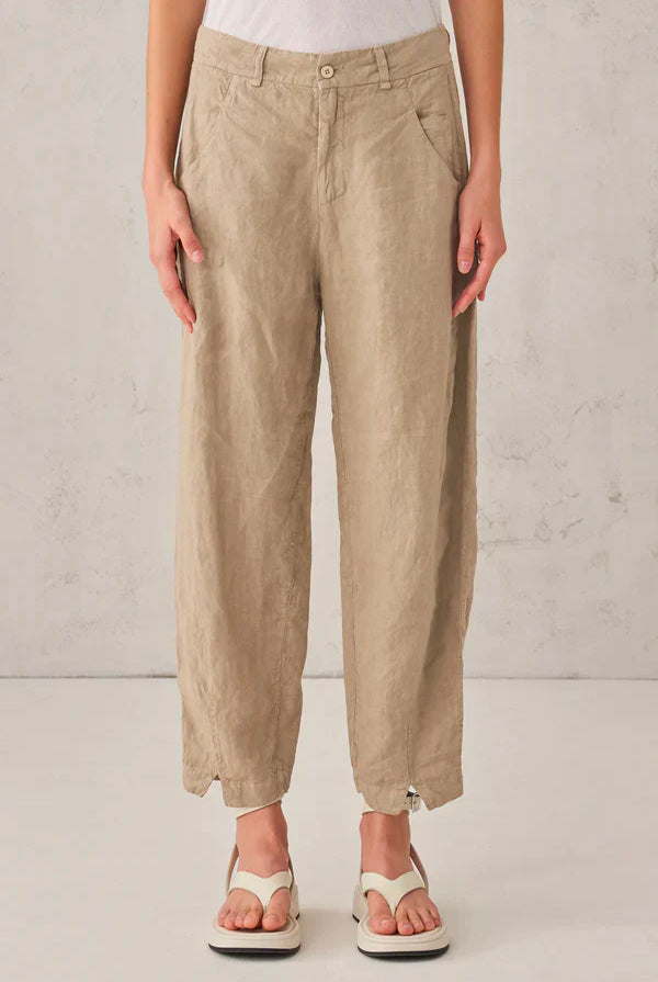 Comfort Fit Linen Trousers - Nut by Transit Par-Such — alternate view