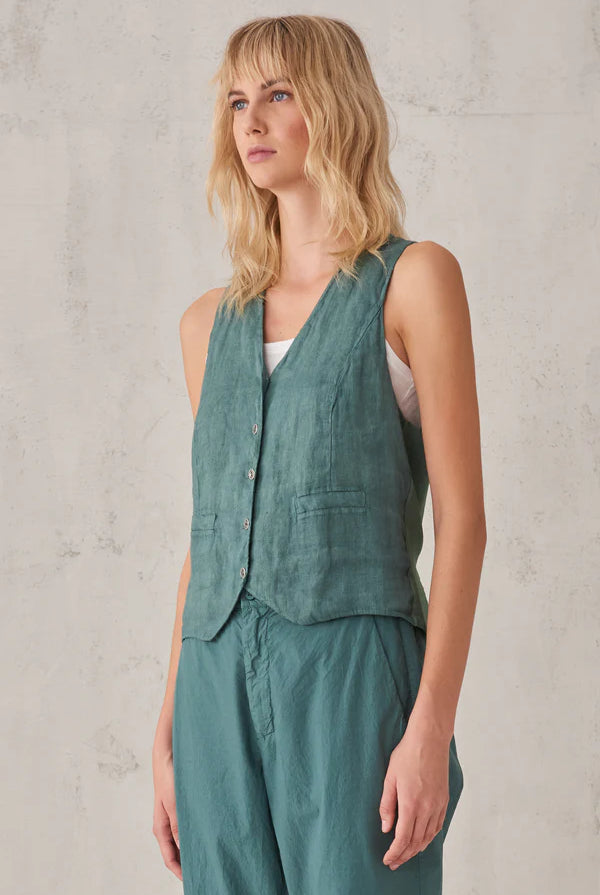 V Neck Linen Waistcoat - Octanium by Transit Par-Such — view 3