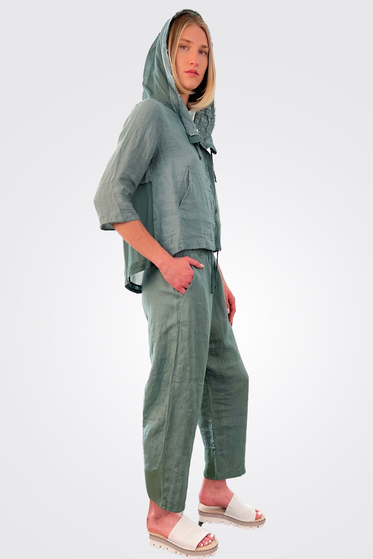 Linen Elastic Waist Trousers - Octanium by Transit Par-Such — alternate view
