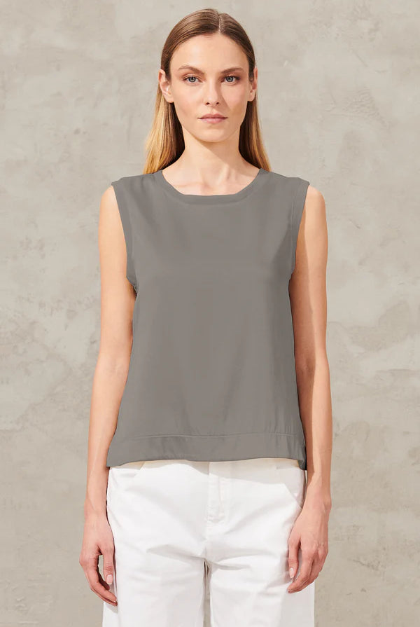 Stretch Silk Satin Tank - Grey by Transit Par-Such | 25 South Boutiques