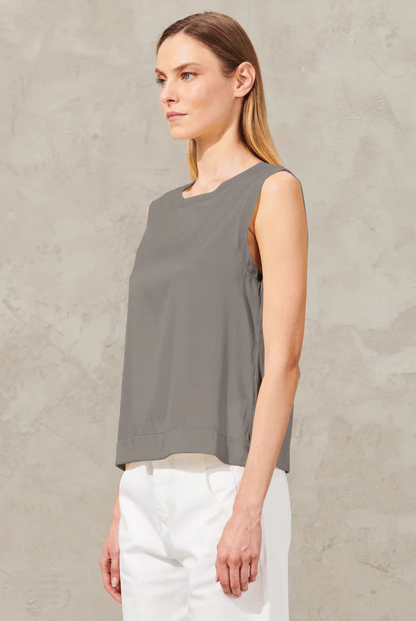 Stretch Silk Satin Tank - Grey by Transit Par-Such — view 3
