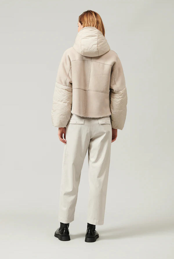 Zip Up Padded Sheepskin Jacket - Sand by Transit Par-Such — view 7