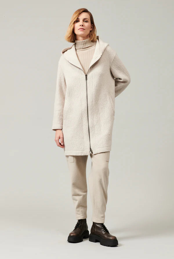 Comfort Fit Hooded Boiled Wool Jacket - Ice by Transit Par-Such — alternate view