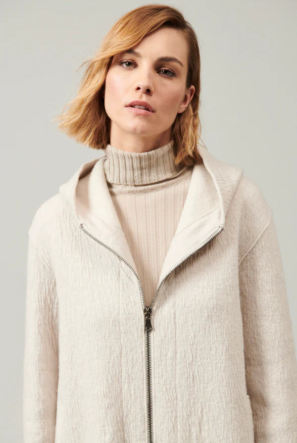 Comfort Fit Hooded Boiled Wool Jacket - Ice by Transit Par-Such — view 4