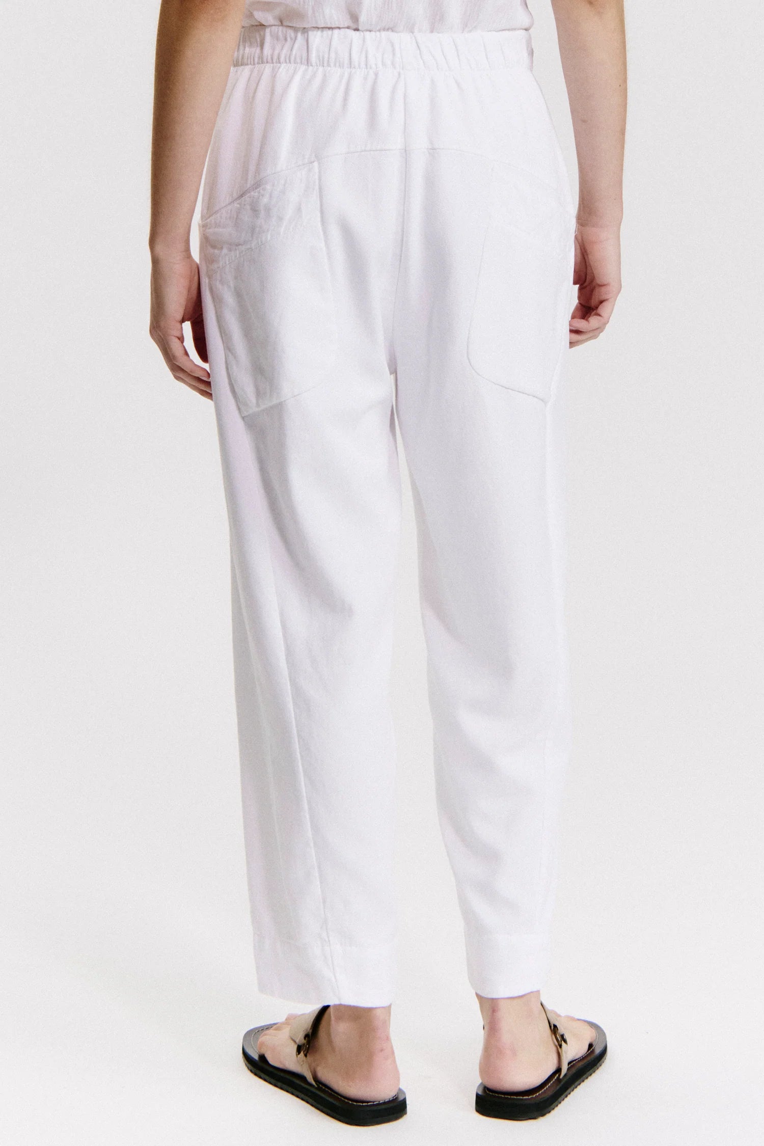 Loose Fit Patch Pockets Trousers - White by Transit Par-Such — view 3