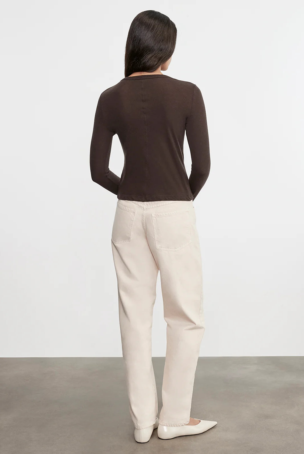Cashmere New Classic L/S Crew - Dark Brown by Enza Costa — view 5