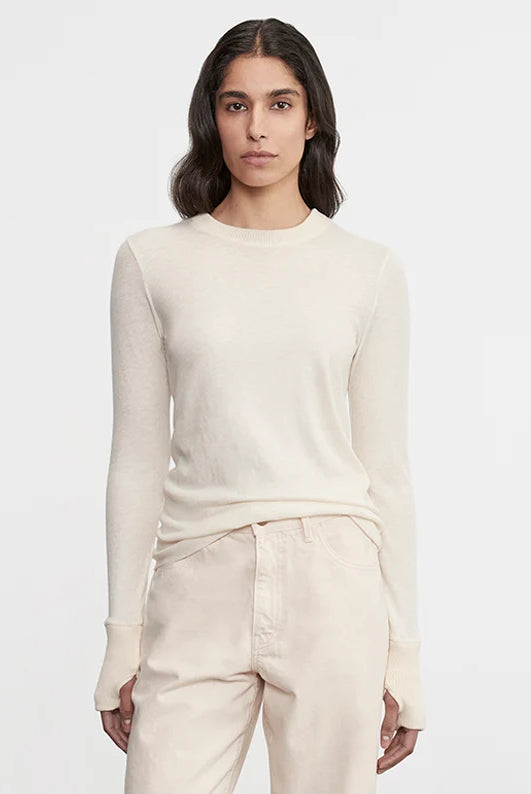 Cashmere Easy Cuffed Crew - Natural by Enza Costa | 25 South Boutiques