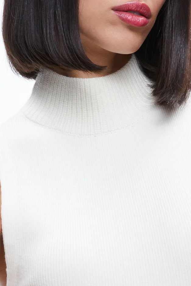 Darcey Turtleneck Sweater Tank - Ecru by Alice & Olivia — alternate view