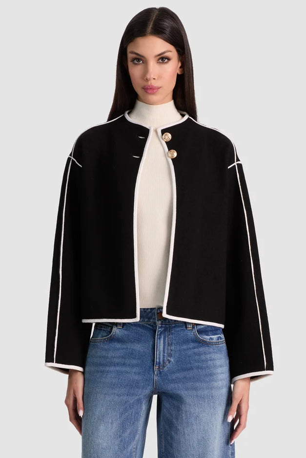 Pearson Sweater Jacket - Black Soft White by Alice & Olivia | 25 South Boutiques