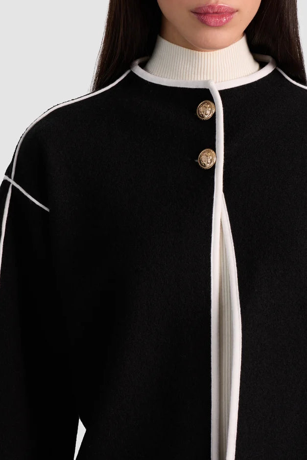Pearson Sweater Jacket - Black Soft White by Alice & Olivia — view 4