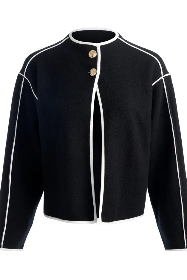 Pearson Sweater Jacket - Black Soft White by Alice & Olivia — view 5