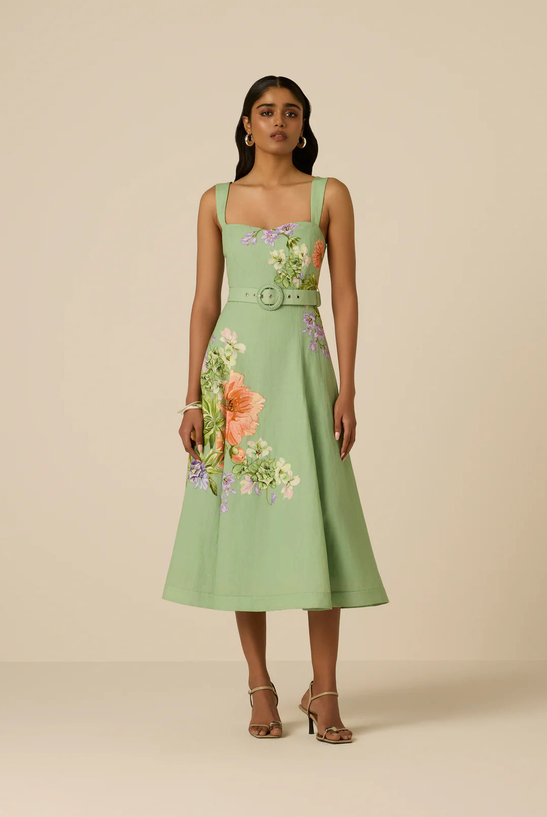 Cove Buckle Midi Dress - Green by Hemant & Nandita | 25 South Boutiques