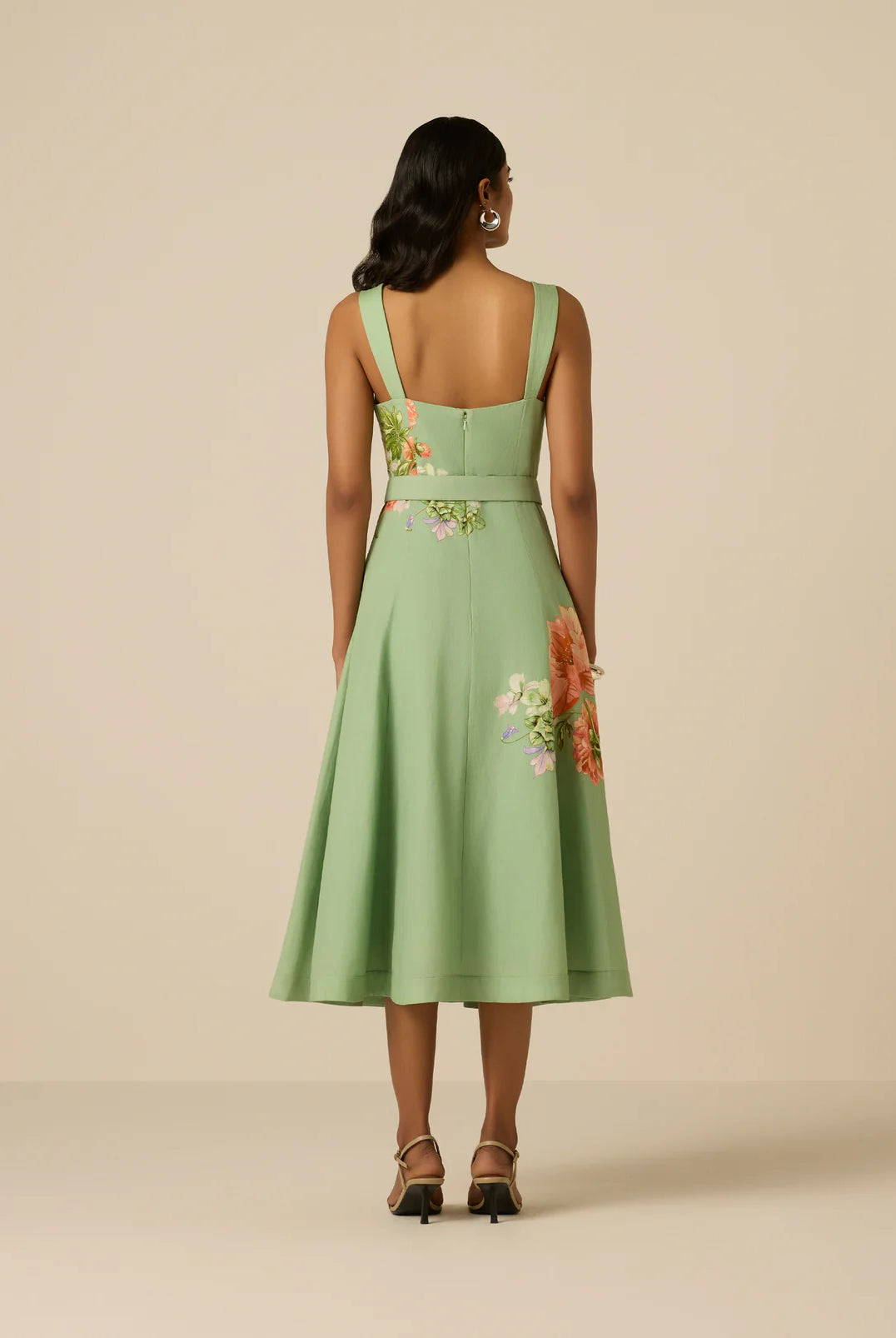 Cove Buckle Midi Dress - Green by Hemant & Nandita — view 5