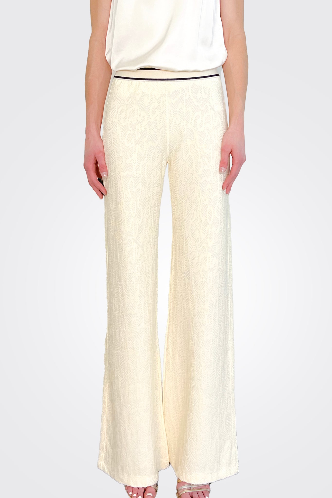 Long Straight Leg Pants - Cream by Seventy Venezia — alternate view