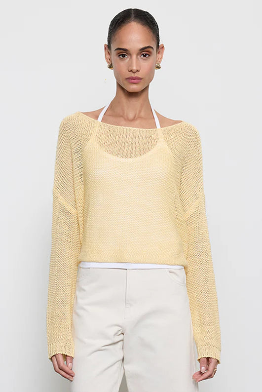 Linen Open Knit Bateau Sweater - Flan by Enza Costa | 25 South Boutiques