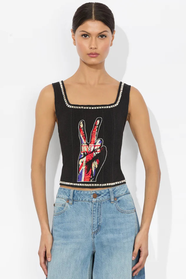 Breslin Band Tee Corest - Black Multi by Alice & Olivia | 25 South Boutiques