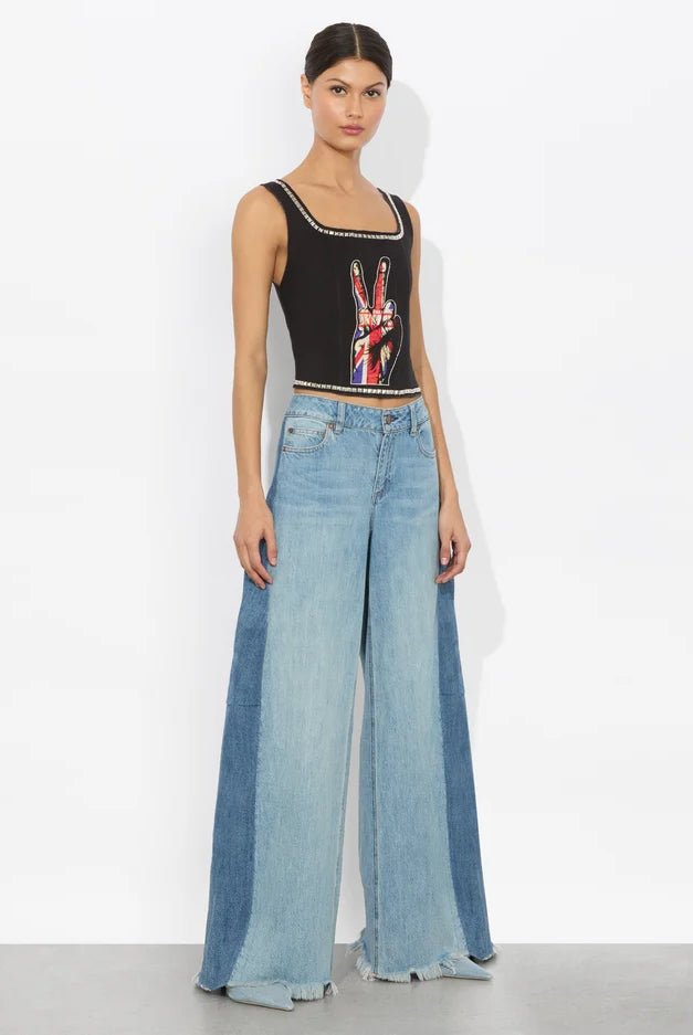 Breslin Band Tee Corest - Black Multi by Alice & Olivia — alternate view