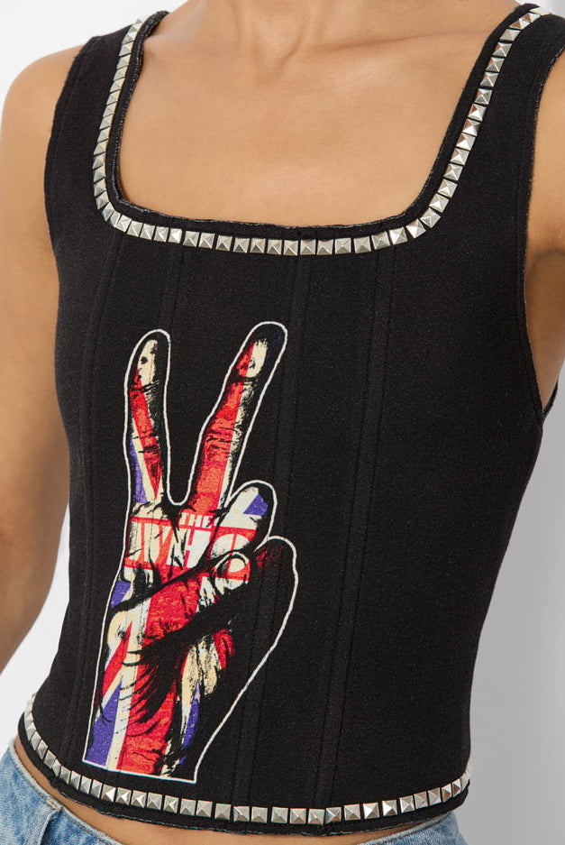 Breslin Band Tee Corest - Black Multi by Alice & Olivia — view 4