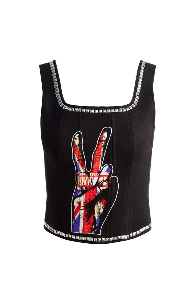 Breslin Band Tee Corest - Black Multi by Alice & Olivia — view 5