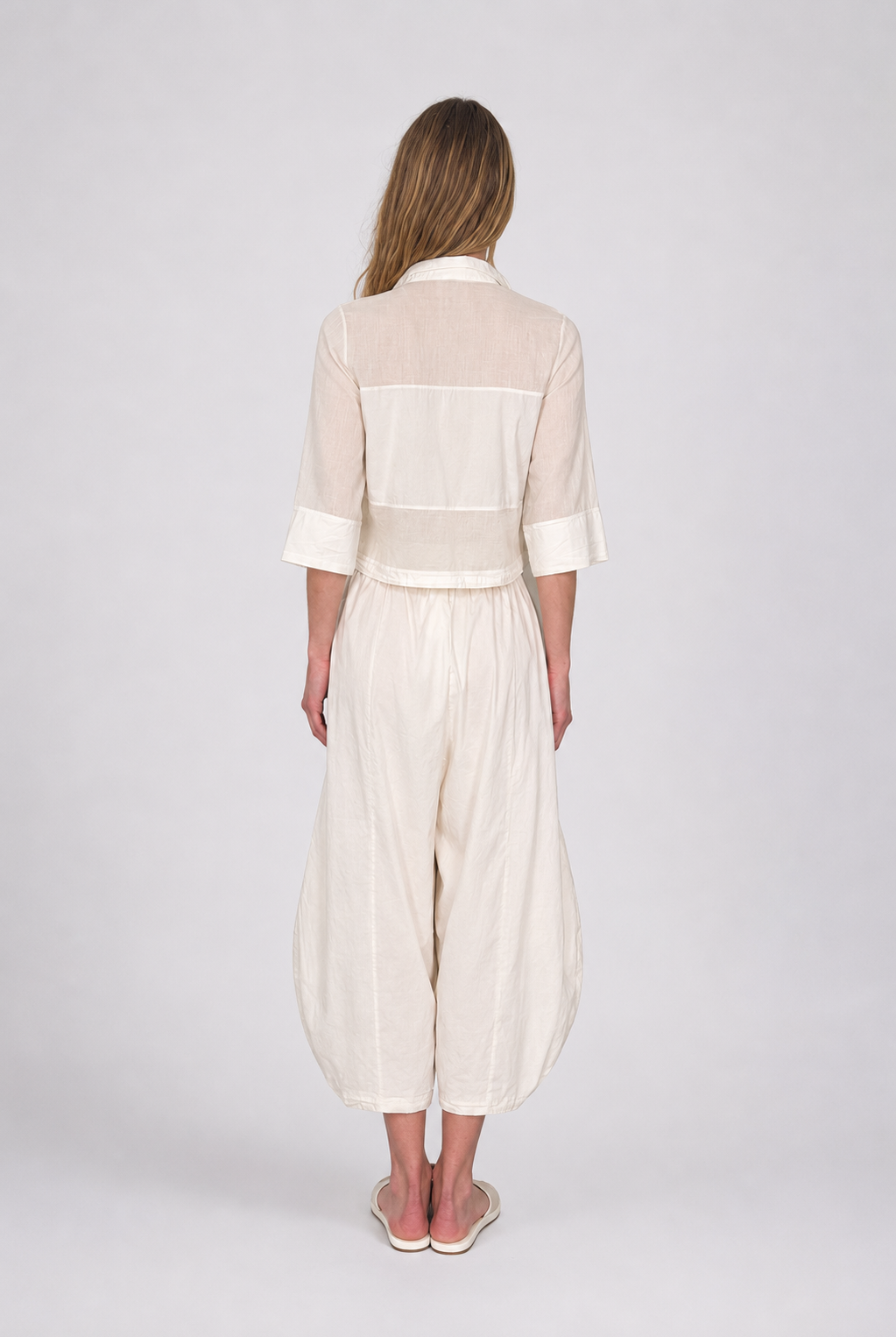 Fabric Blocking Short Sleeve Blouse - Sand by Transit Par-Such — alternate view
