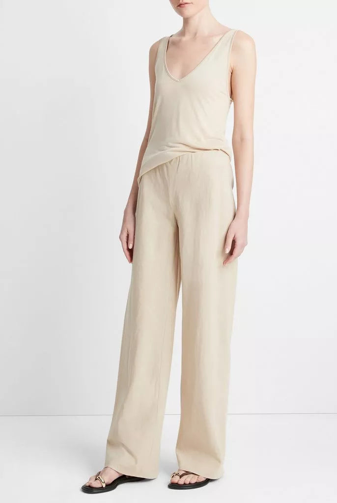 Cotton-Blend High-Waist Bias Pant - White Oak by Vince — view 3