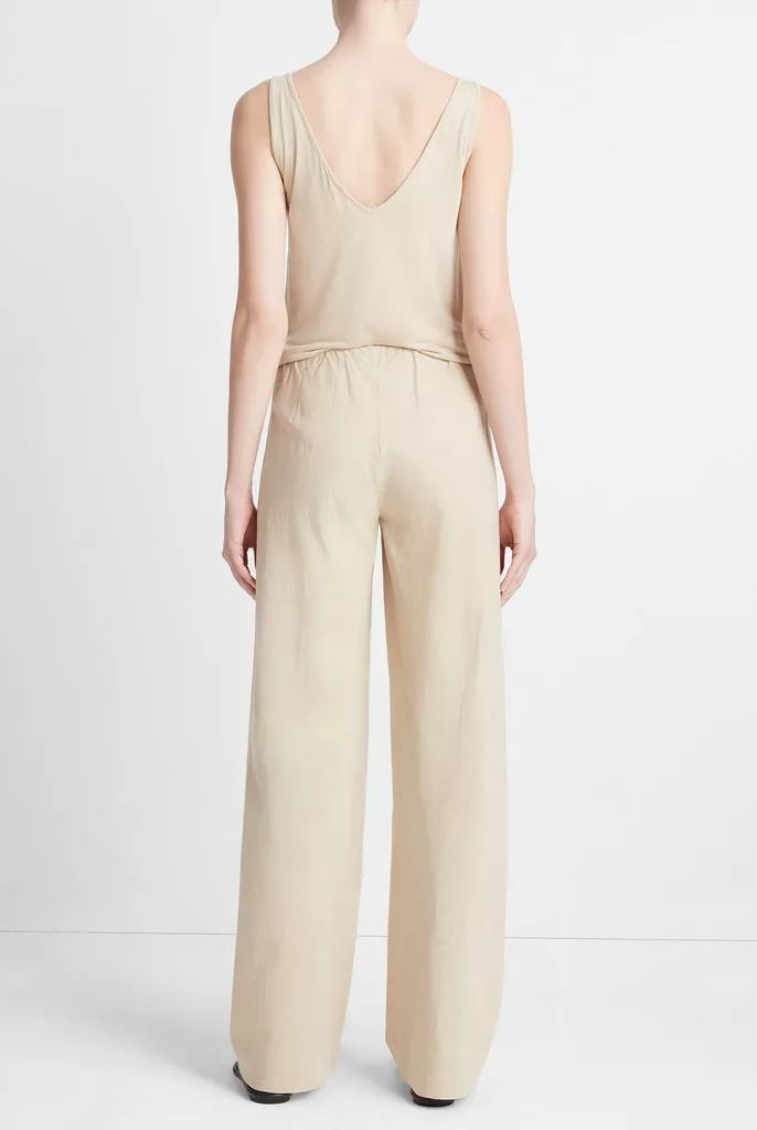 Cotton-Blend High-Waist Bias Pant - White Oak by Vince — view 4