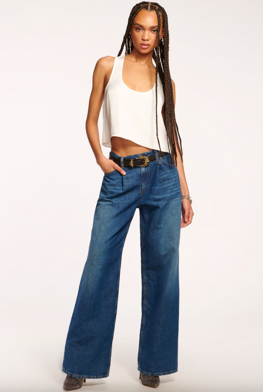 Kailani Pleated Low-Rise Jean - Medium Wash by Ramy Brook | 25 South Boutiques
