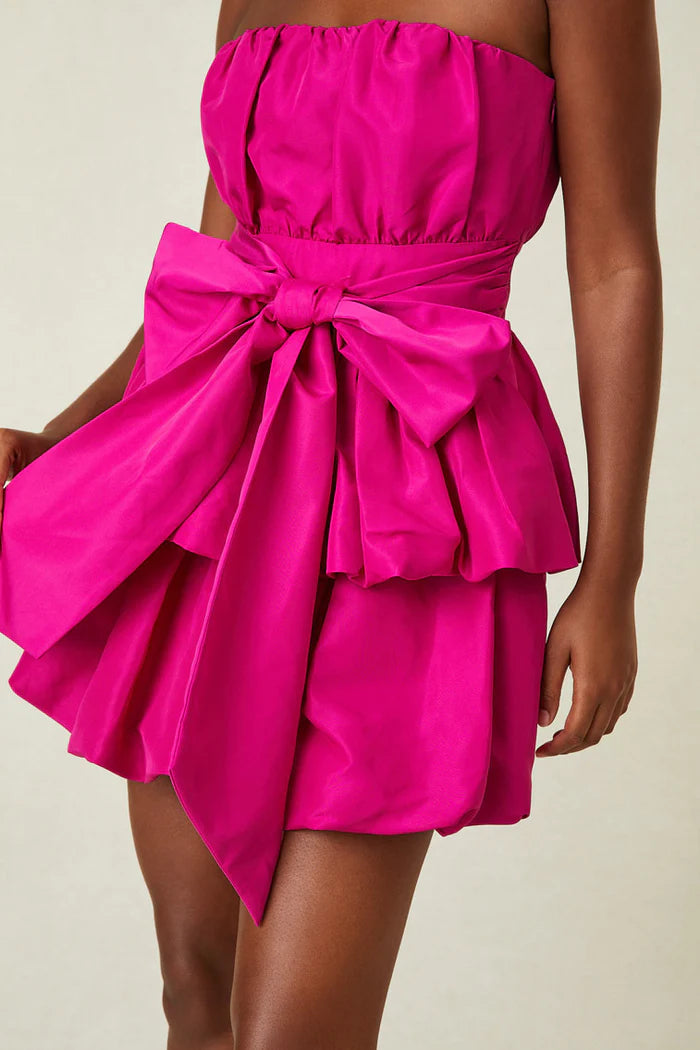 Gallant Strapless Mini Dress - Fuchsia by LoveShackFancy — alternate view