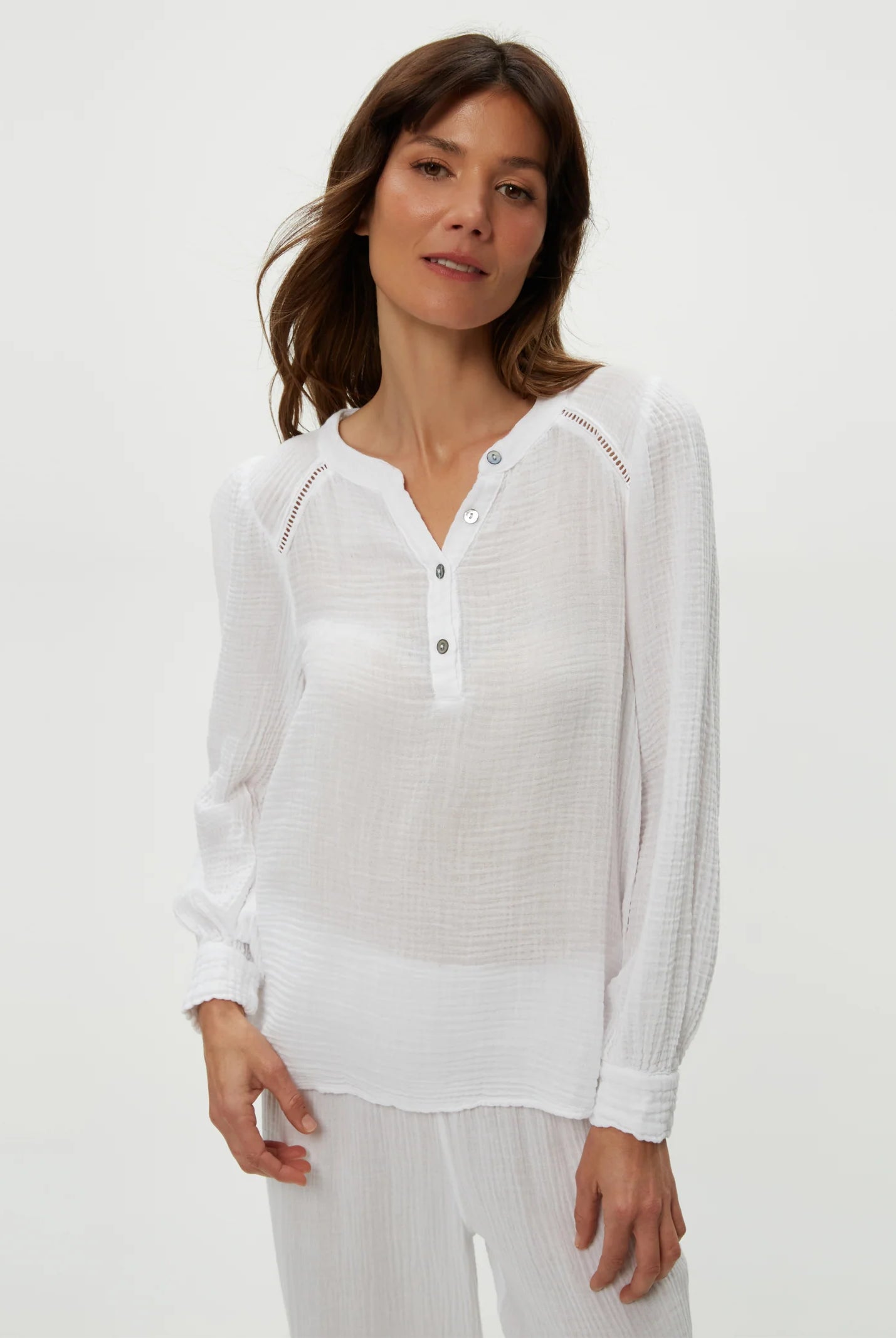 Kacey Peasant Top - White by Michael Stars | 25 South Boutiques