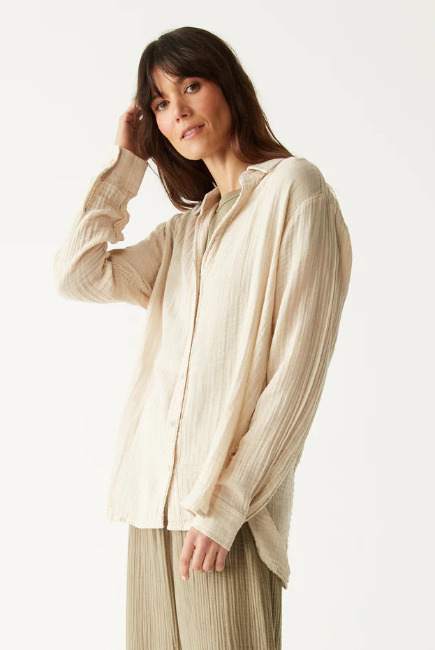 Leo Button Down Top - Cement by Michael Stars | 25 South Boutiques