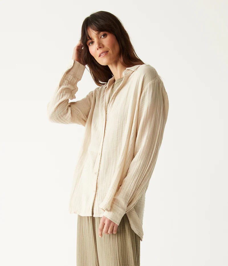 Leo Button Down Top - Cement by Michael Stars | 25 South Boutiques