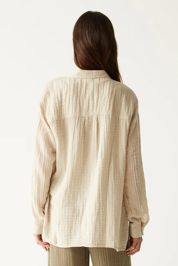 Leo Button Down Top - Cement by Michael Stars — view 3