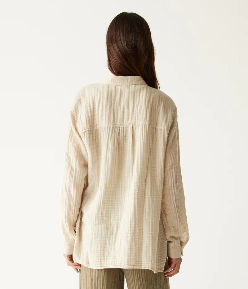 Leo Button Down Top - Cement by Michael Stars — view 3