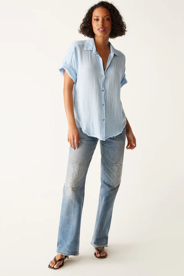 Bailey Gauze Button Down Shirt - Water by Michael Stars — view 4