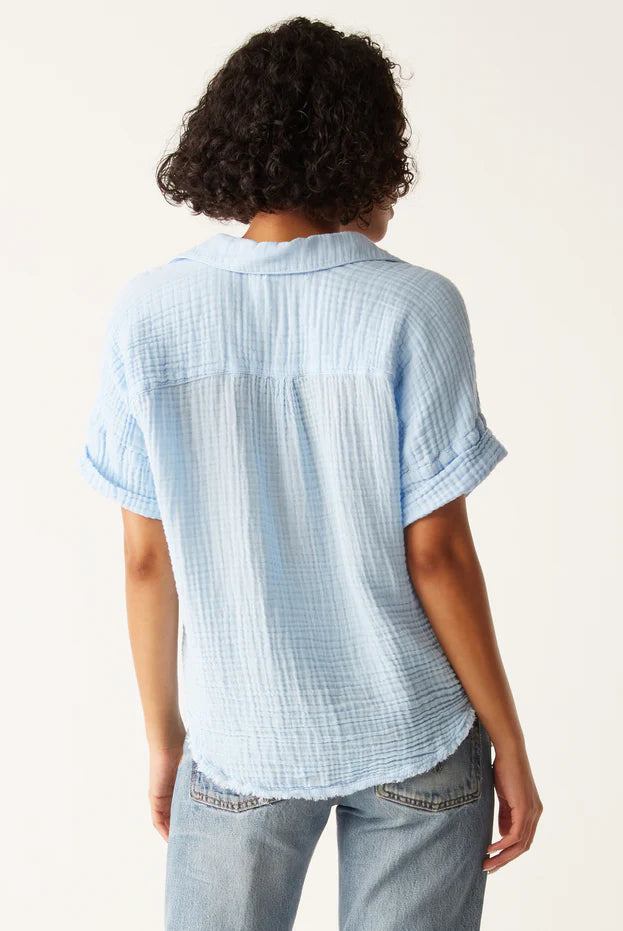 Bailey Gauze Button Down Shirt - Water by Michael Stars — alternate view