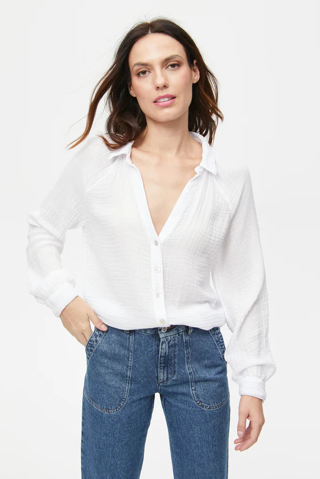 Toni Gauze Button Down - White by Michael Stars | 25 South Boutiques
