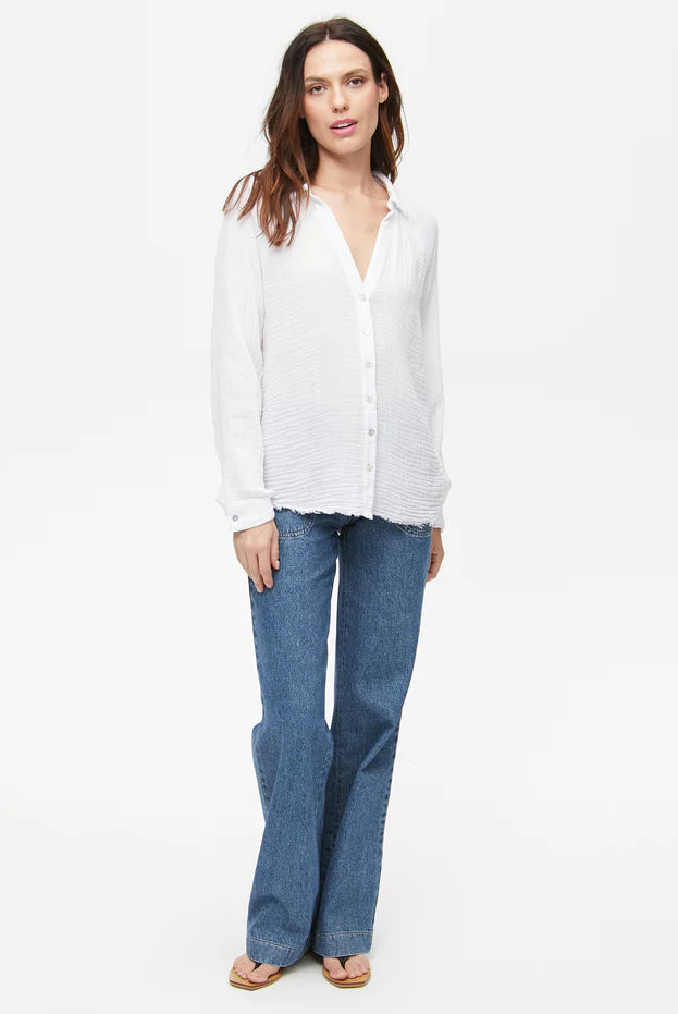 Toni Gauze Button Down - White by Michael Stars — view 4