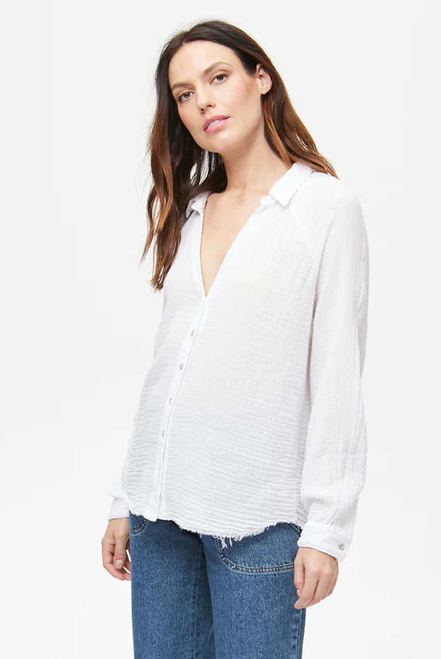 Toni Gauze Button Down - White by Michael Stars — alternate view