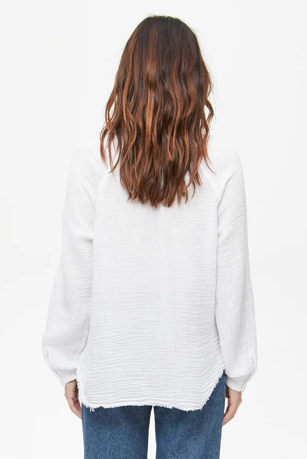 Toni Gauze Button Down - White by Michael Stars — view 3