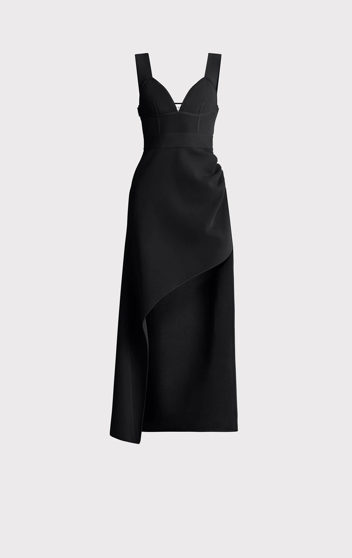 Draped Milano High Low Gown - Black by Herve Leger — view 5