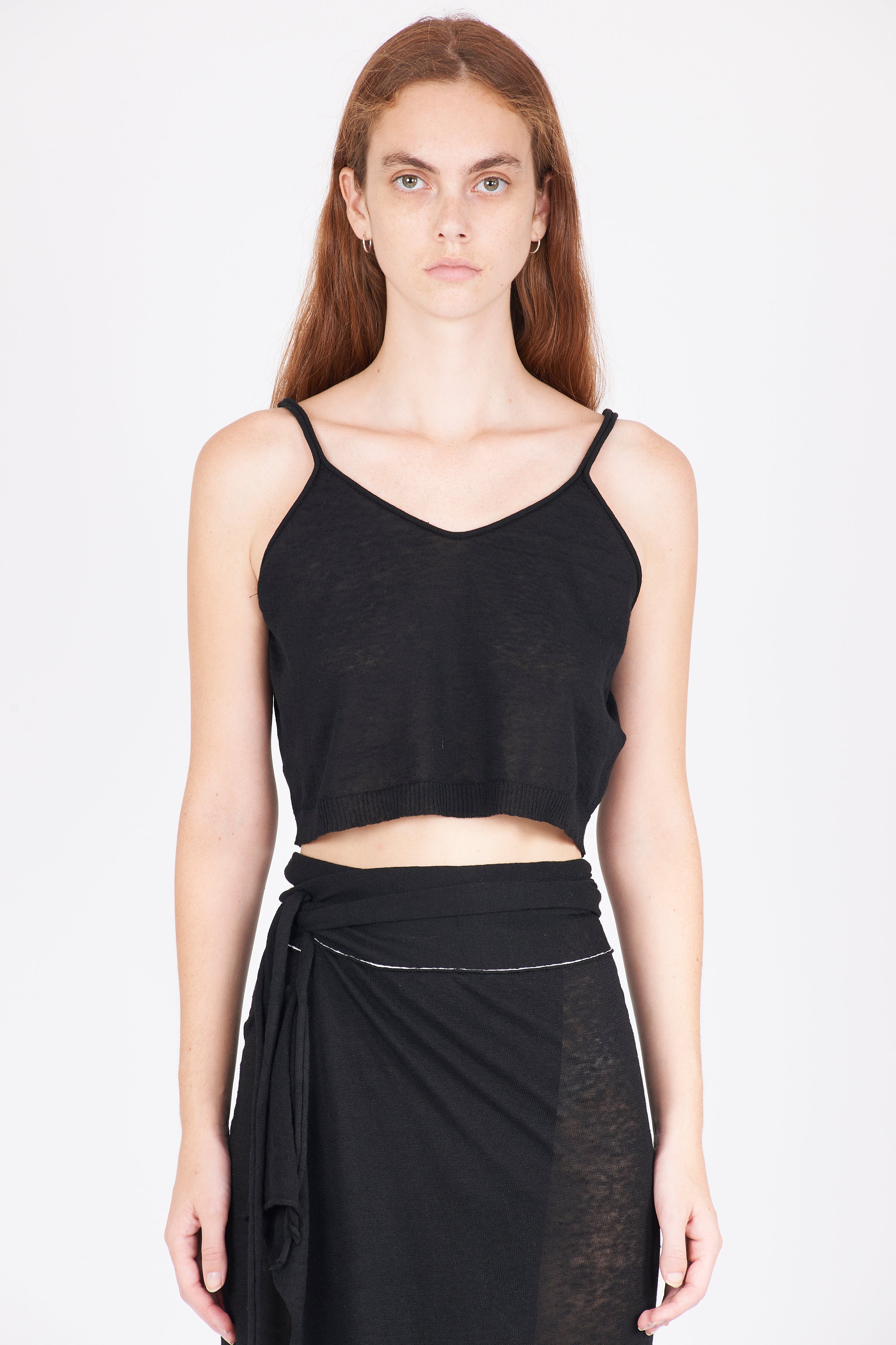 Linen Cotton Knit Top - Black by Isabel Benenato | 25 South Boutiques