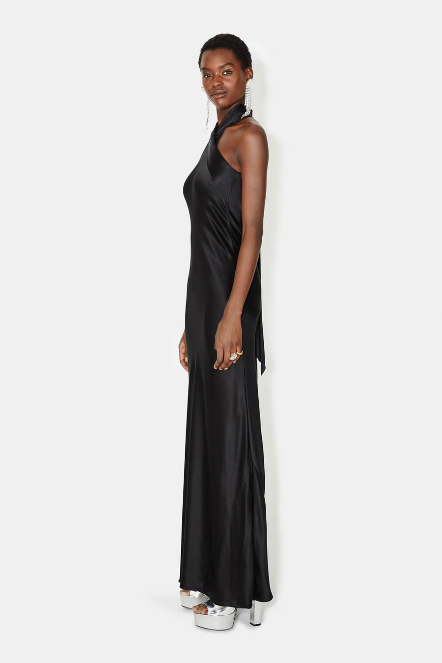 Satin Pandora Dress - Black by Galvan London — view 3