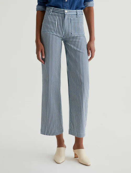 Kassie High-Rise Wide Leg Crop - Nordic Stripe Indigo Multi by Adriano Goldschmied AG — alternate view