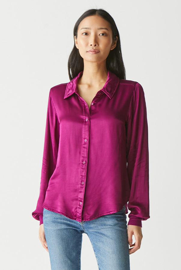 Meredith Button Down Blouse - Berry by Michael Stars | 25 South Boutiques