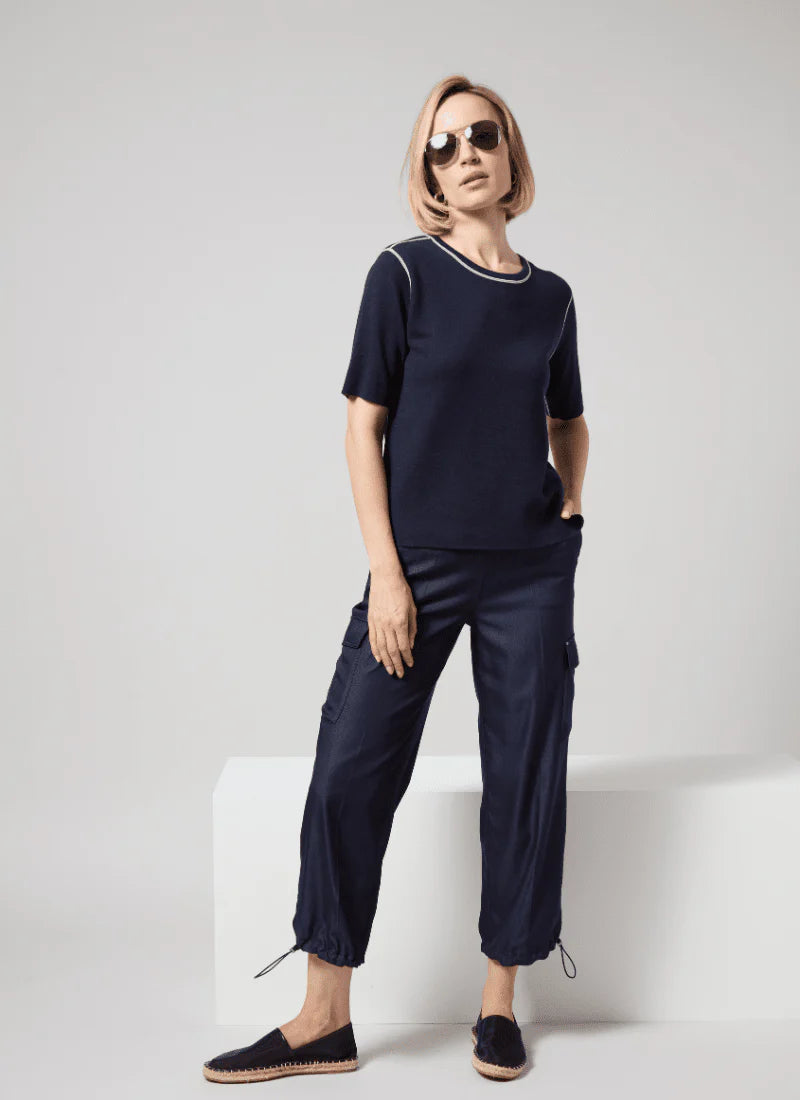 Monique Tailored Cargo - Solid Indigo by Lysse — view 5