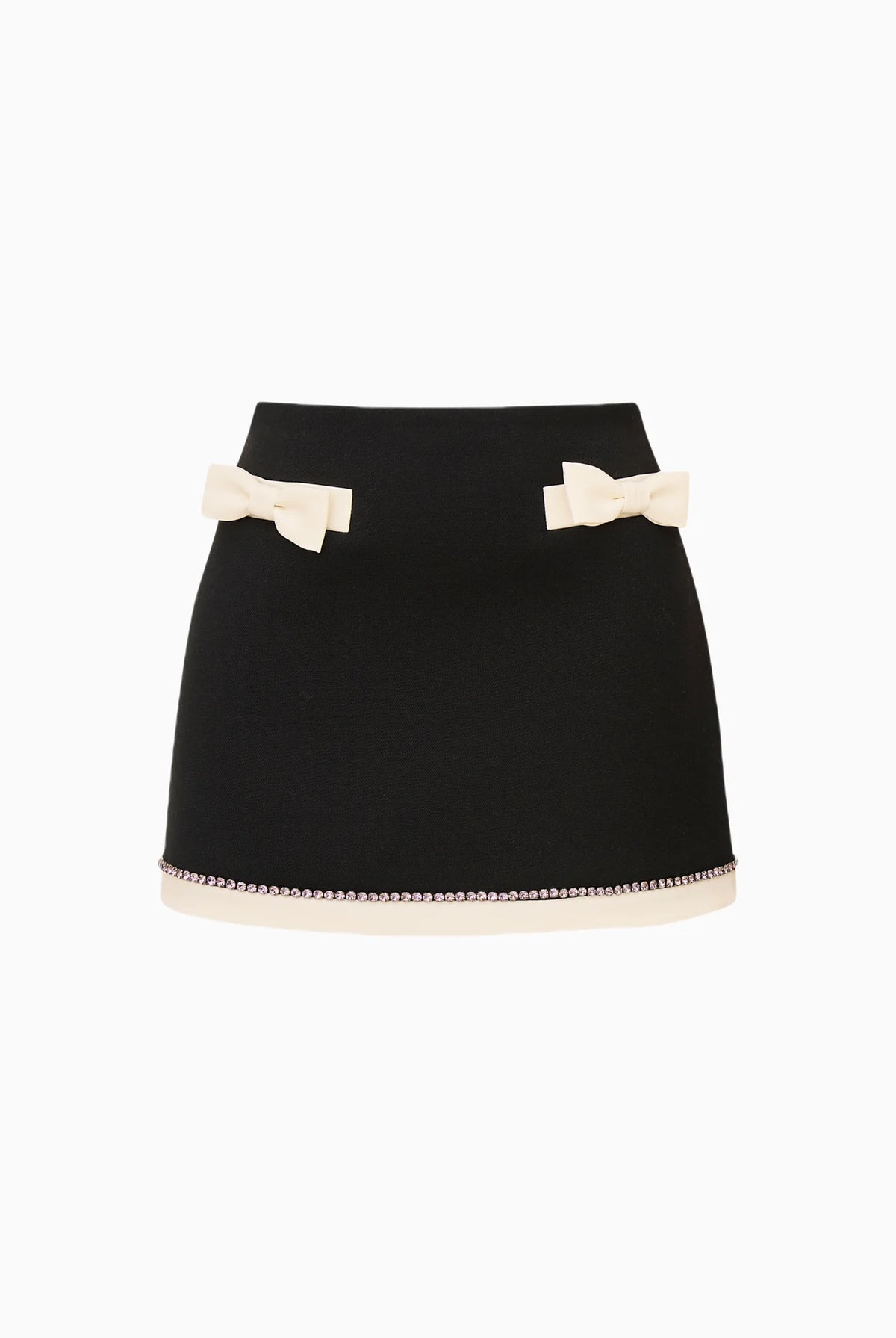 Edeness Bow Embellished Mini Skirt - Black by LoveShackFancy — view 5