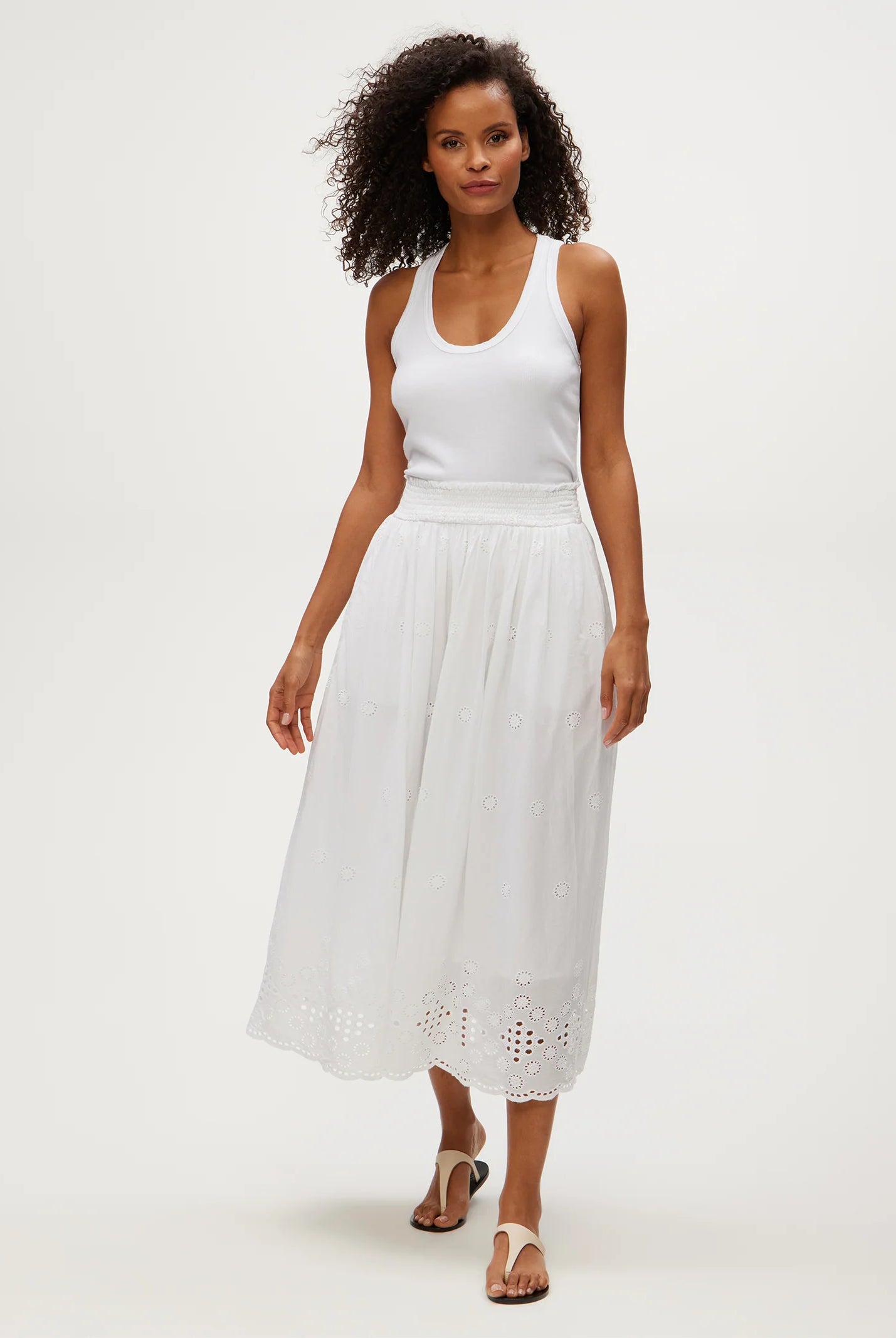 Grace Eyelet Midi Skirt - White by Michael Stars | 25 South Boutiques