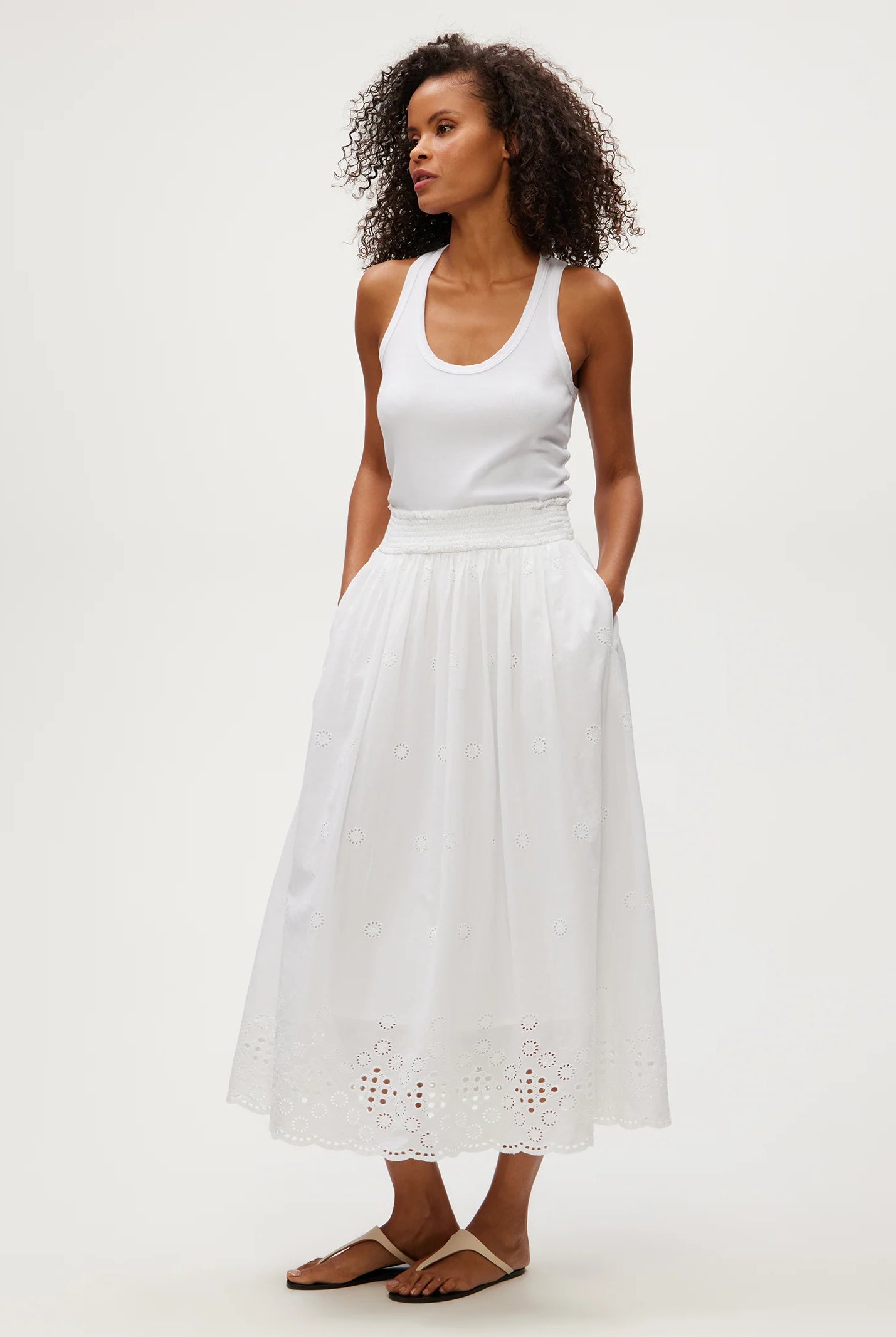 Grace Eyelet Midi Skirt - White by Michael Stars — alternate view