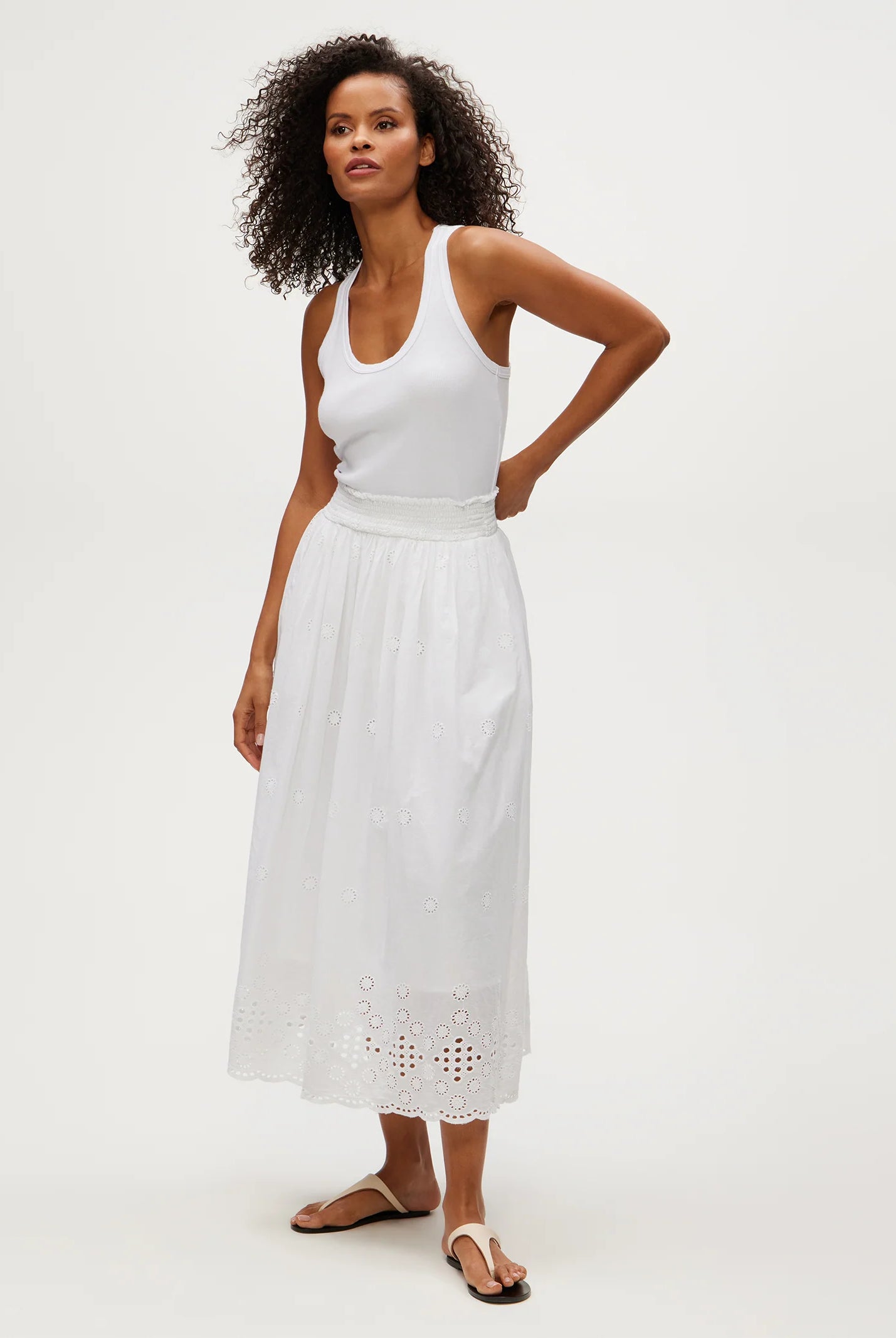 Grace Eyelet Midi Skirt - White by Michael Stars — view 3