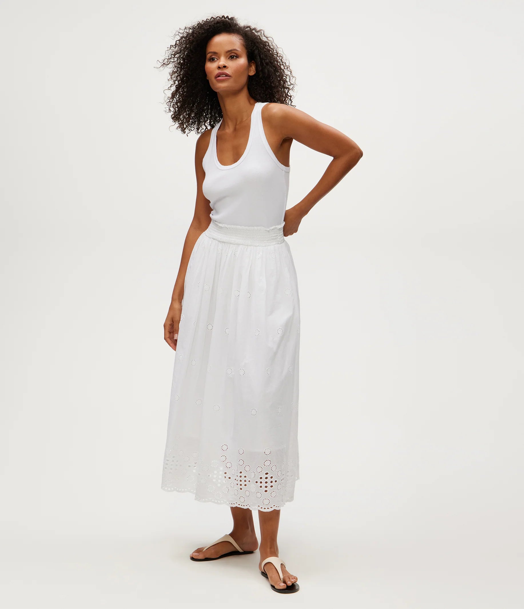 Grace Eyelet Midi Skirt - White by Michael Stars — view 3